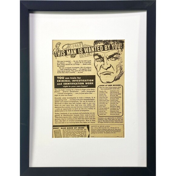 Institue of Applied Science *You can Train for Criminal Investigation" Ad 1954 - Picture 3 of 3